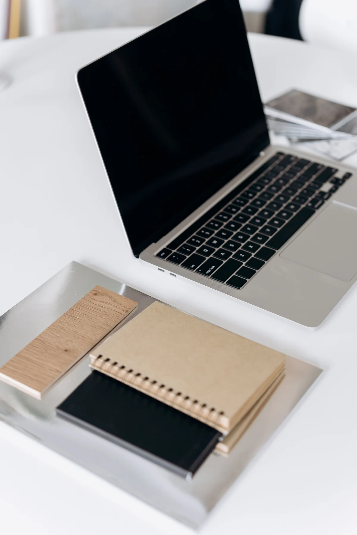 A bright workspace with a notebook