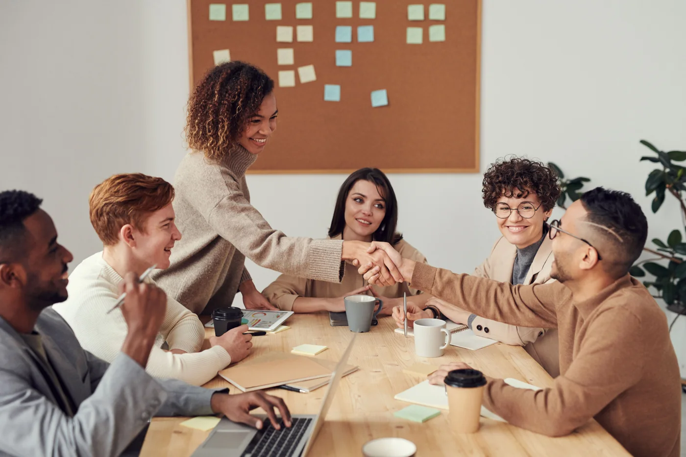Adults meeting around a table